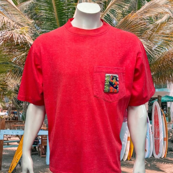 Vintage 80-90s Spot Sport European Beach Pink Single Stitch T-Shirt Surf USA XL - Picture 1 of 12